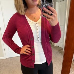 LOFT Fuchsia Cardigan Sweater